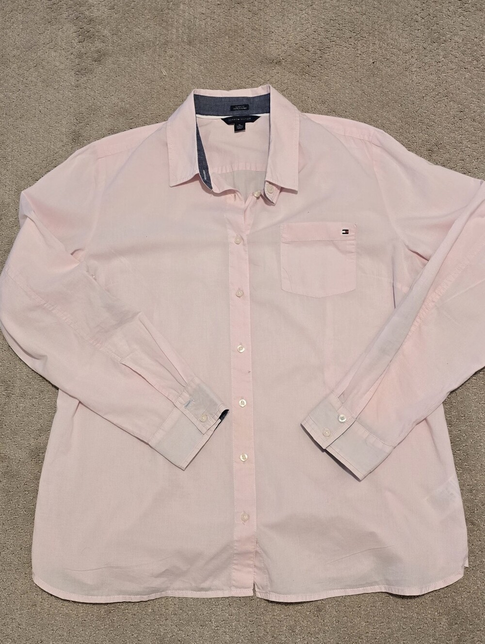 Tommy Hilfiger Classic Fit Button Down Shirt Light Pink Long Sleeve Size XL